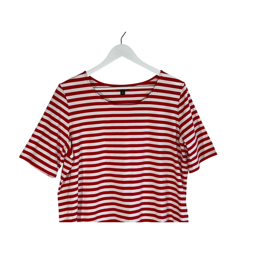 Lauren Ralph Lauren Top Womens 2X T-Shirt Short Cuff Sleeve Red/White Stripe - Picture 6 of 11
